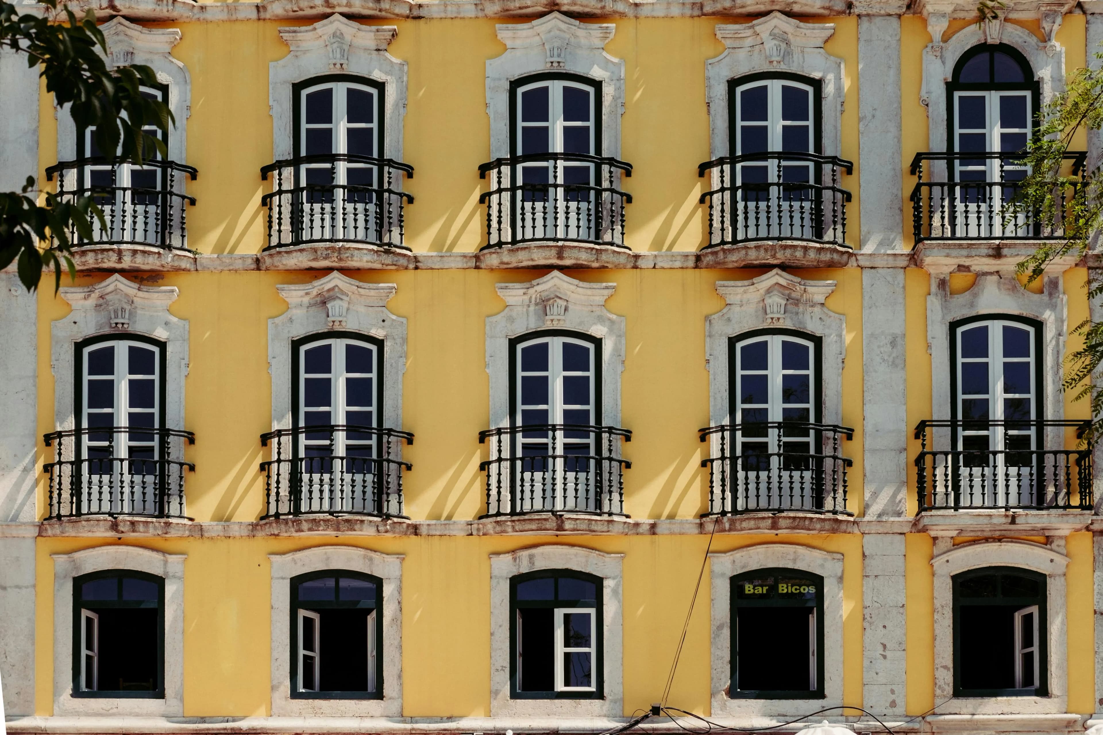 A Portuguese street combining established building fabric with careful renovation